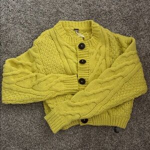 Free People Lemon Cable Knit Cardigan NWOT